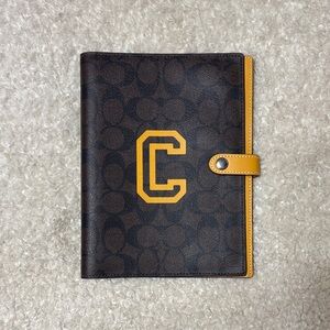 Coach Brown and Yellow Monogram Notebook Cover